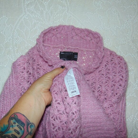 J Crew Sweater Pink Womens Cable Knit Pullover Mock Neck Long Sleeve Fuzzy sz 4 - Picture 12 of 12
